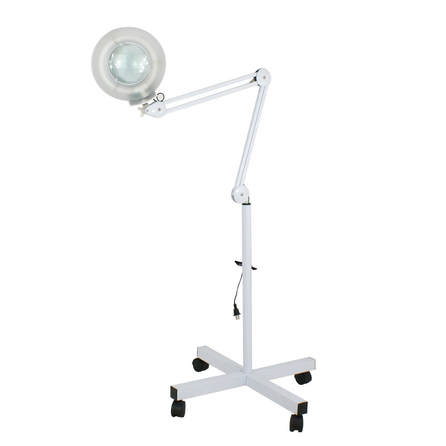 LED Floor Lamp with Magnifying Glass and Light Magnifier Light with Stand Adjustable Swivel Arm for Facial Care, Reading Crafting Sewing Esthetician Light