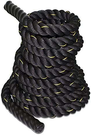Exercise Battle Rope 1.5/2 Inch Diameter 30ft/40ft/50ft Length Poly Dacron Workout Exercise Training Rope Core Strength Muscles Building Conditioning Rope Home Gym Equipment