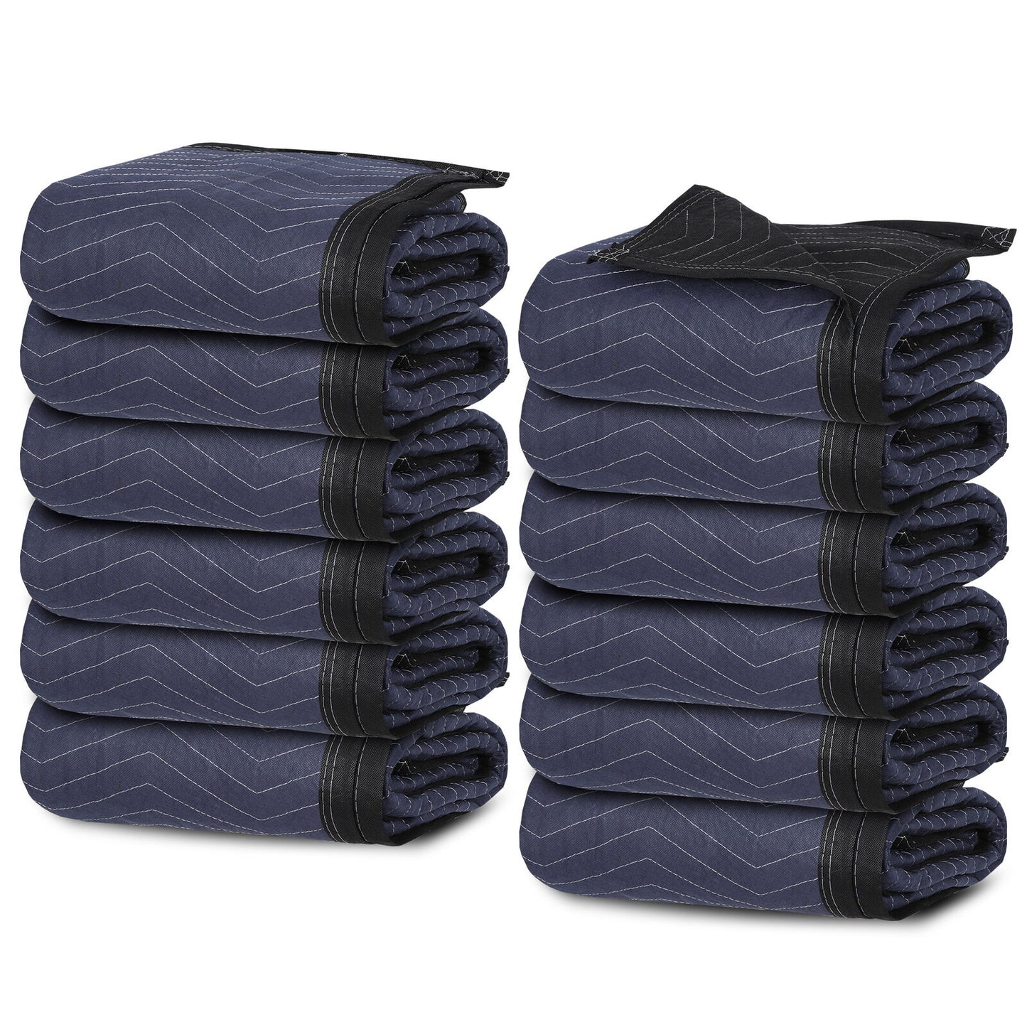 80"x72" Furniture 12 Moving Blankets Protective Shipping Packing Pads Blue/Black