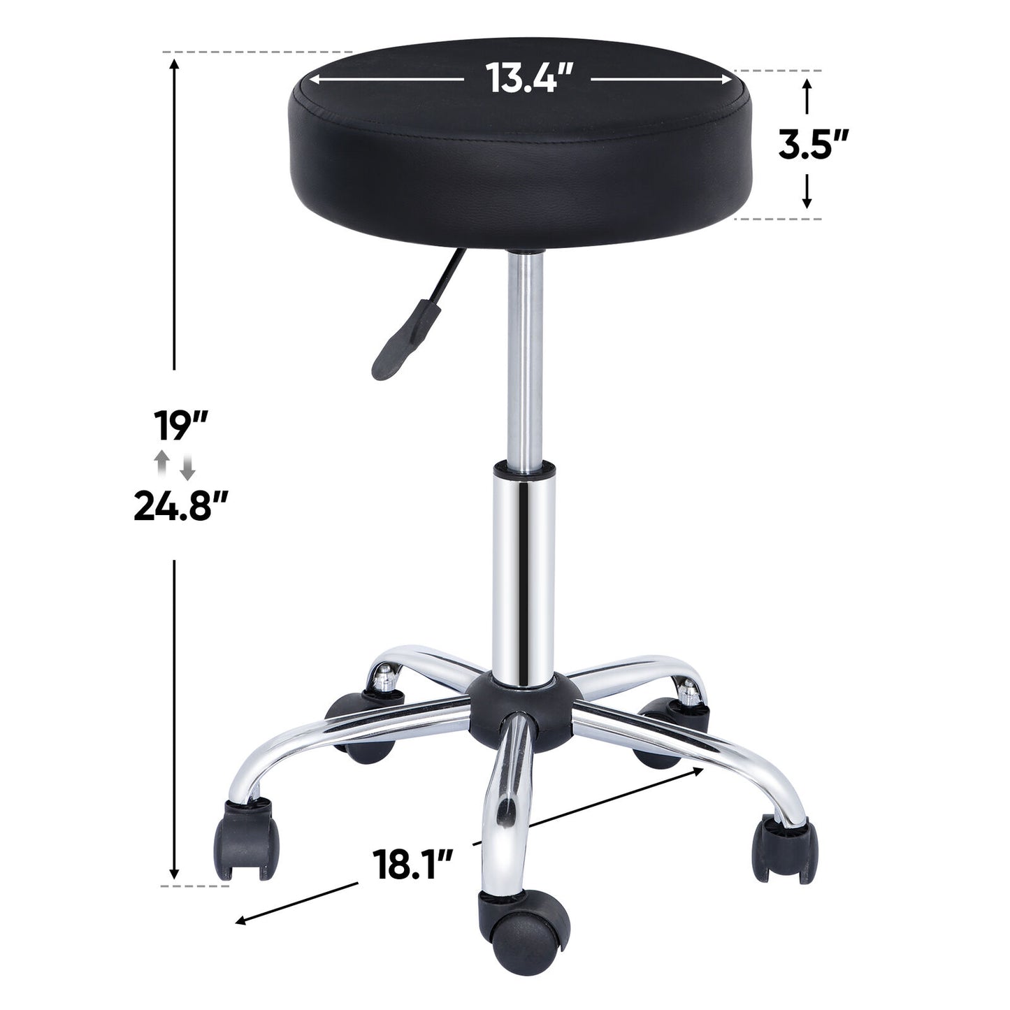 Height Adjustable Salon Stool Backless Spa Chairs Massage Stools Metal Frame