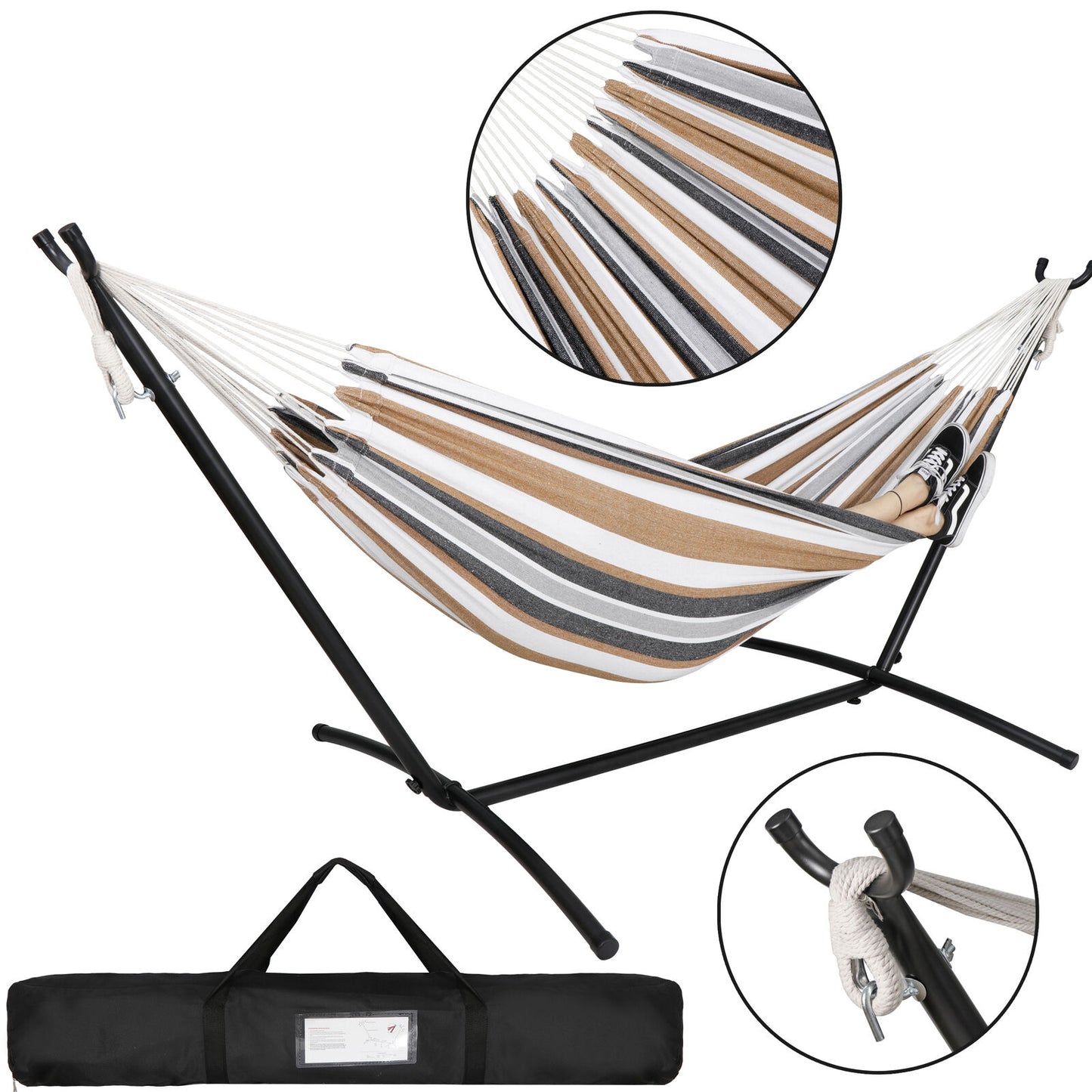 Patio Use Portable Hammock with Stand for 2 person with Carrying case Outdoor