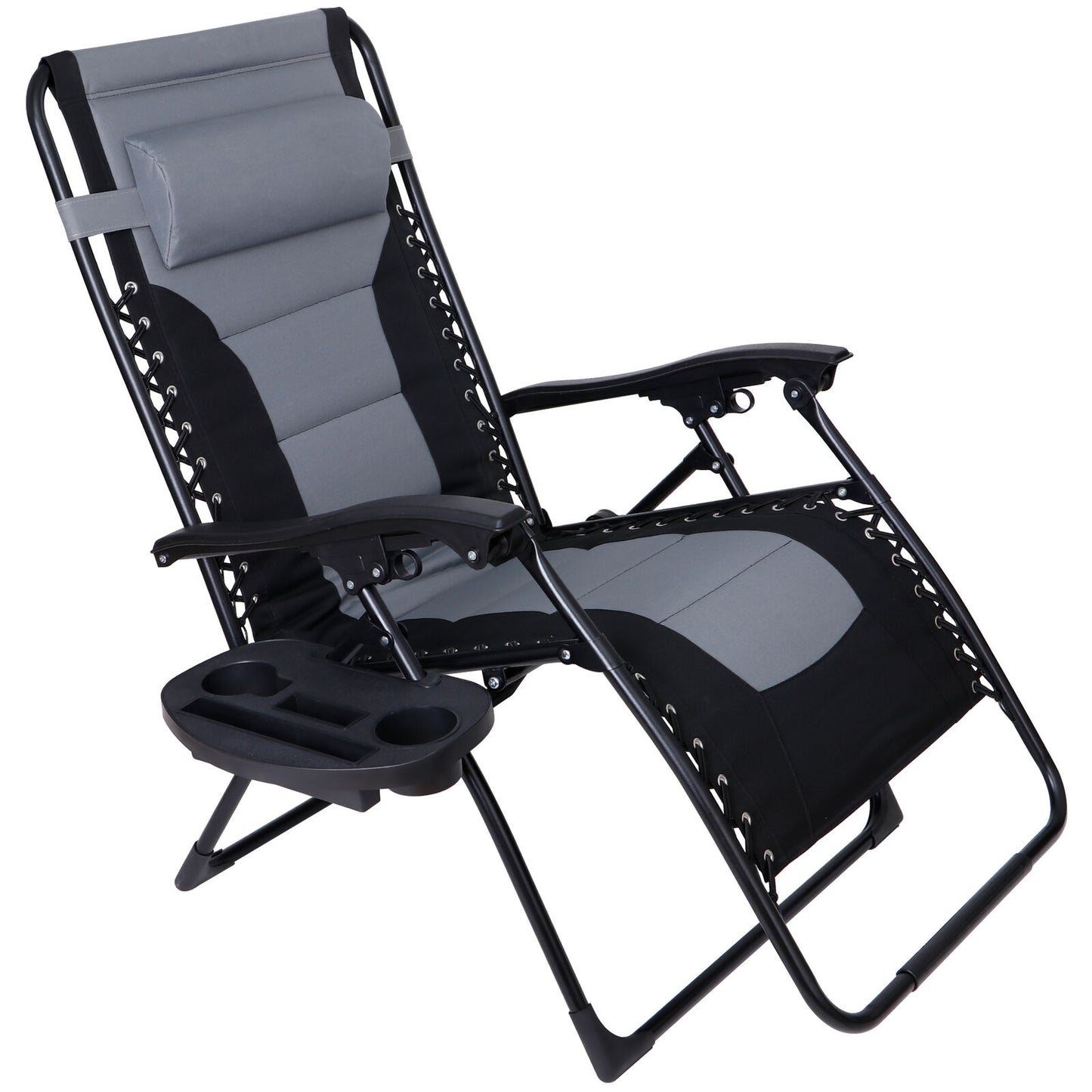 Set of 2 Zero Gravity Chair Oversized Folding Patio Padded Recliner Lounger Grey