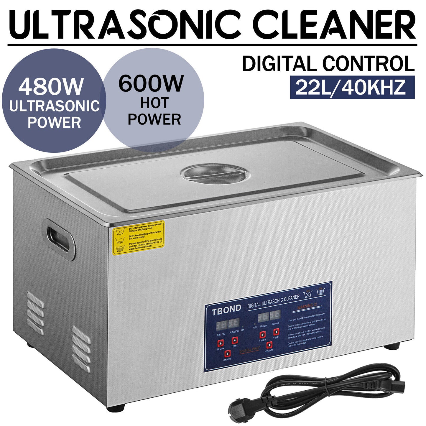 22L Liter Ultrasonic Cleaner Digital Cleaning Equipment Industry Heated W/ Timer