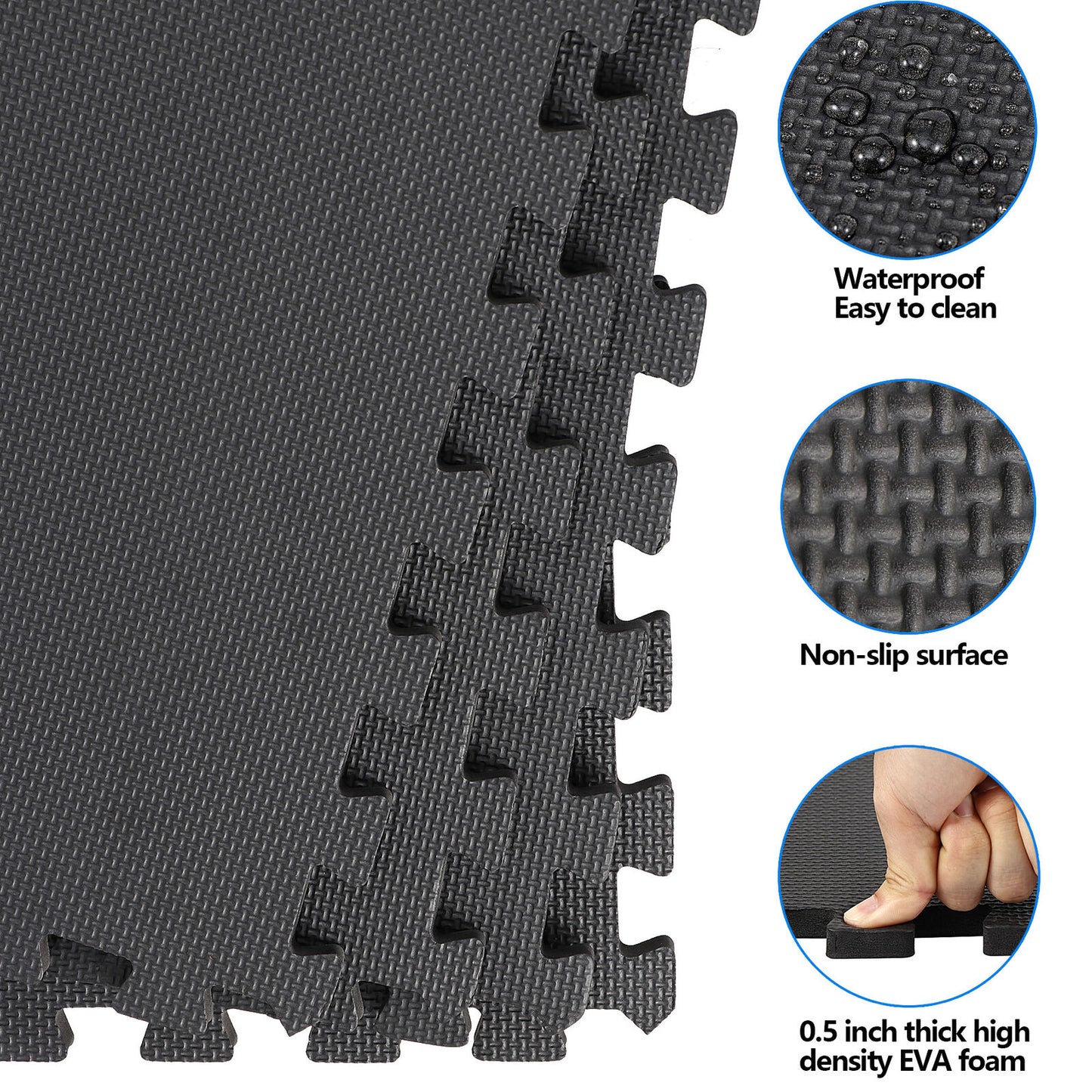 24pcs Puzzle Exercise Floor Mat Interlocking EVA Foam Tile 6 Piece 24''L x24''W