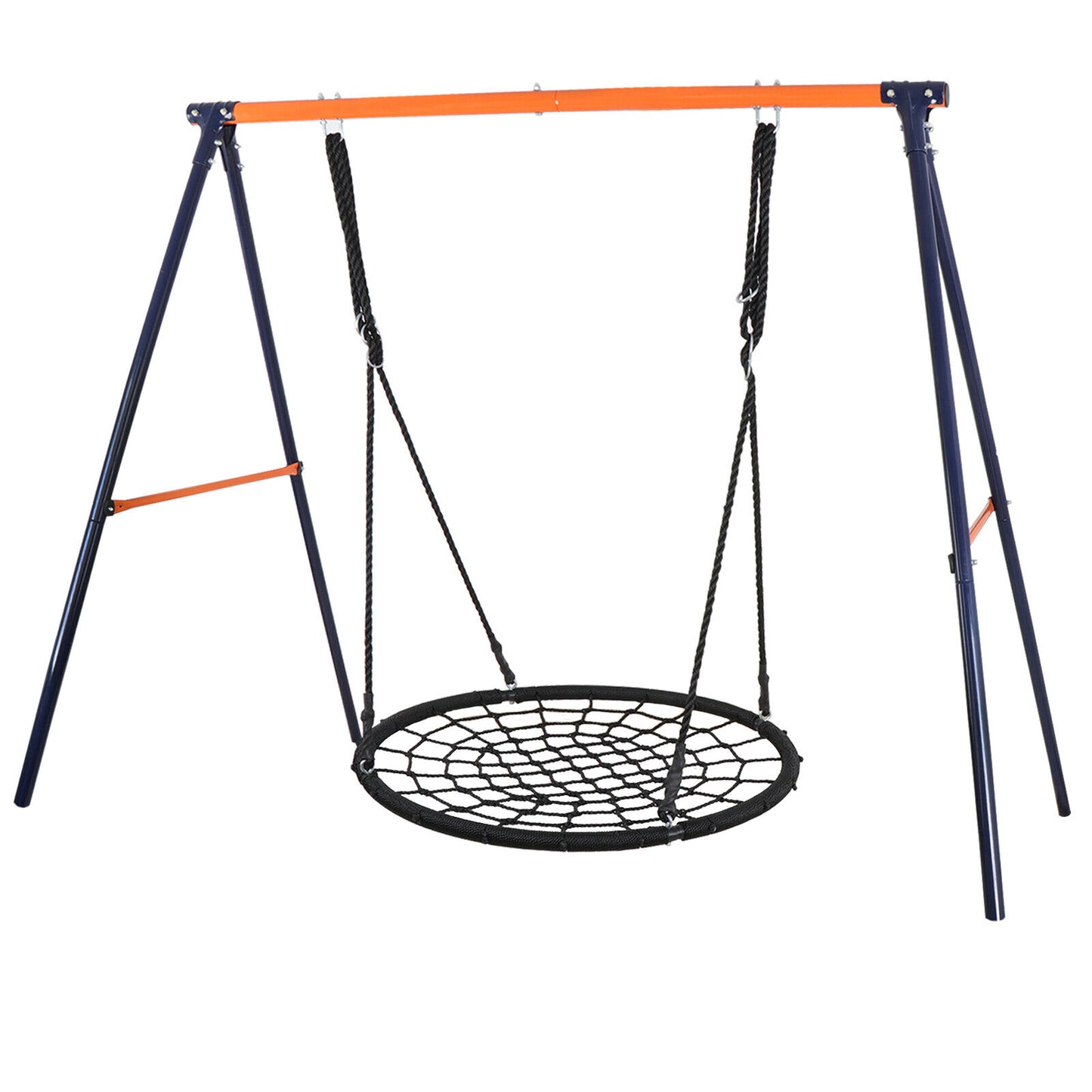 Yellow Powder-Coat Painted Steel Swing Frame + 40" Spider Web Swing Max 600 lbs