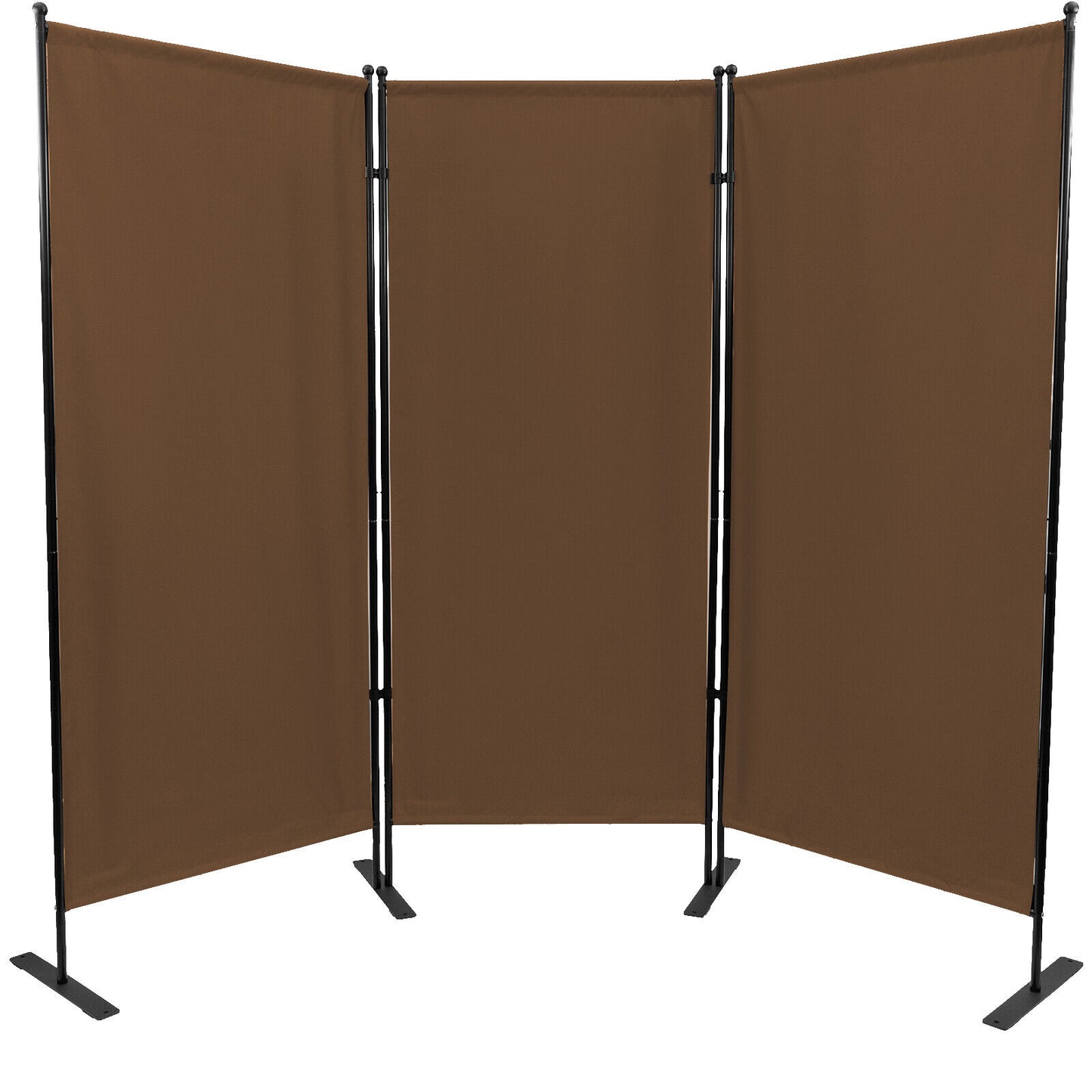 88"x71" 3-Panel Room Divider Privacy Folding Screen Home Office Fabric Brown