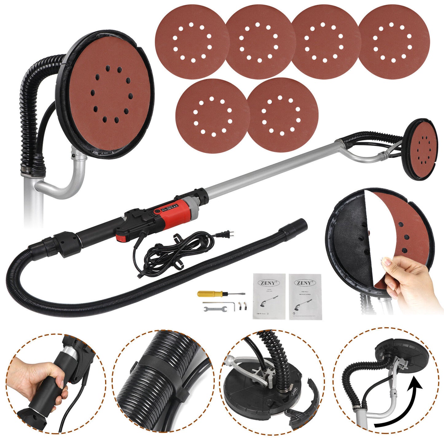 Drywall Sander 800 Watts Commercial Electric Variable Speed Free Sanding Pad New
