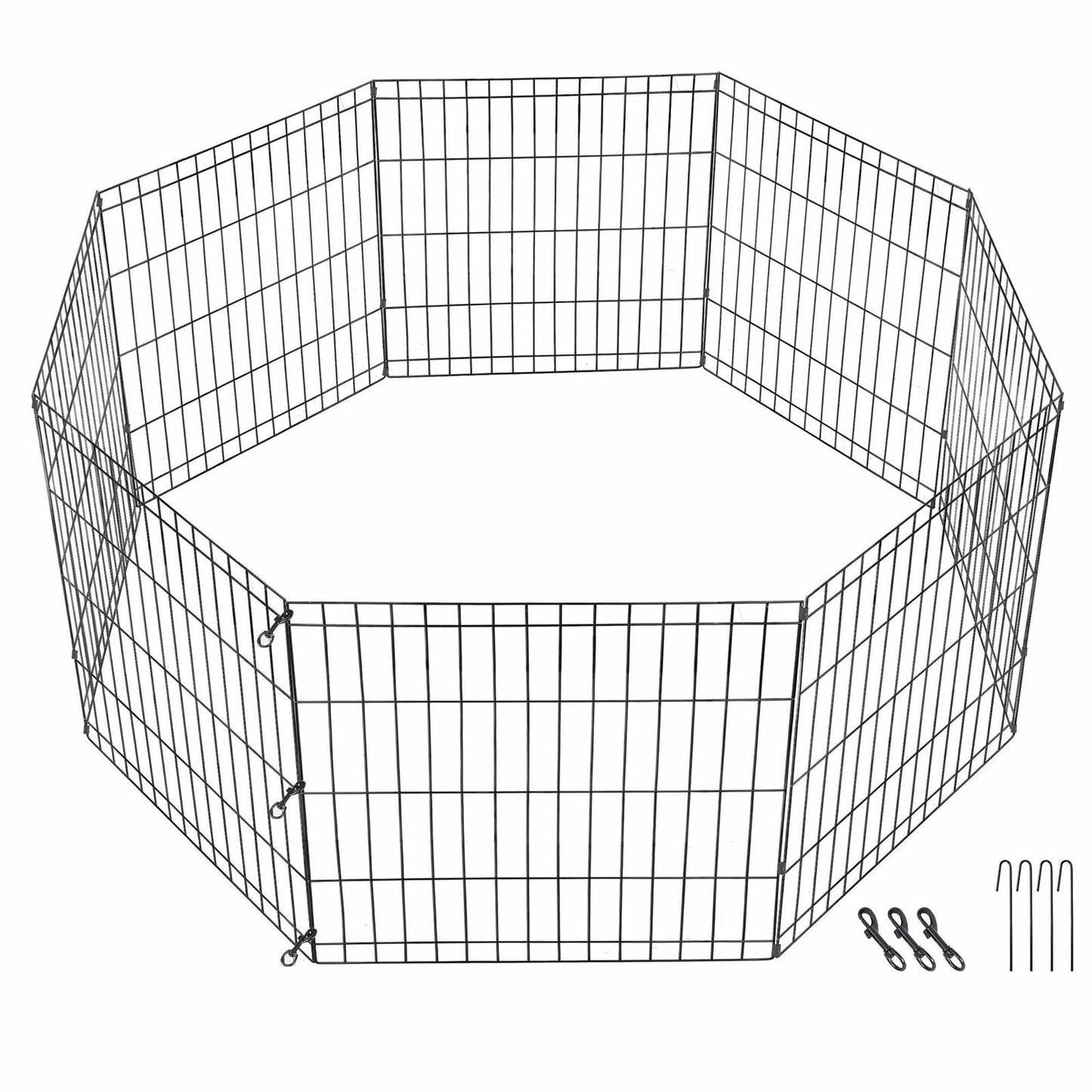 24 Inch 8 Panels Dog Playpen Tall Large Crate Fence Pet Play Pen Exercise Cage