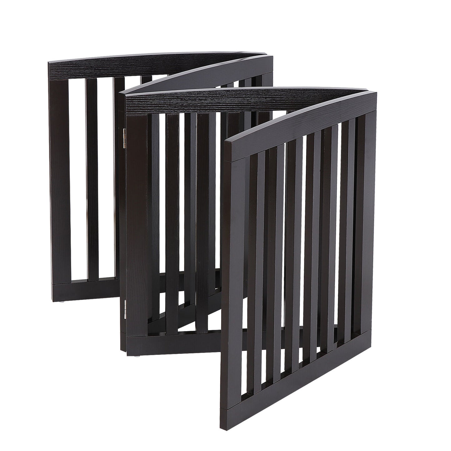 Wooden 24" 4 Panels Pet Gate Dog Crate Fence Foldable Extra Wide Indoor Espresso