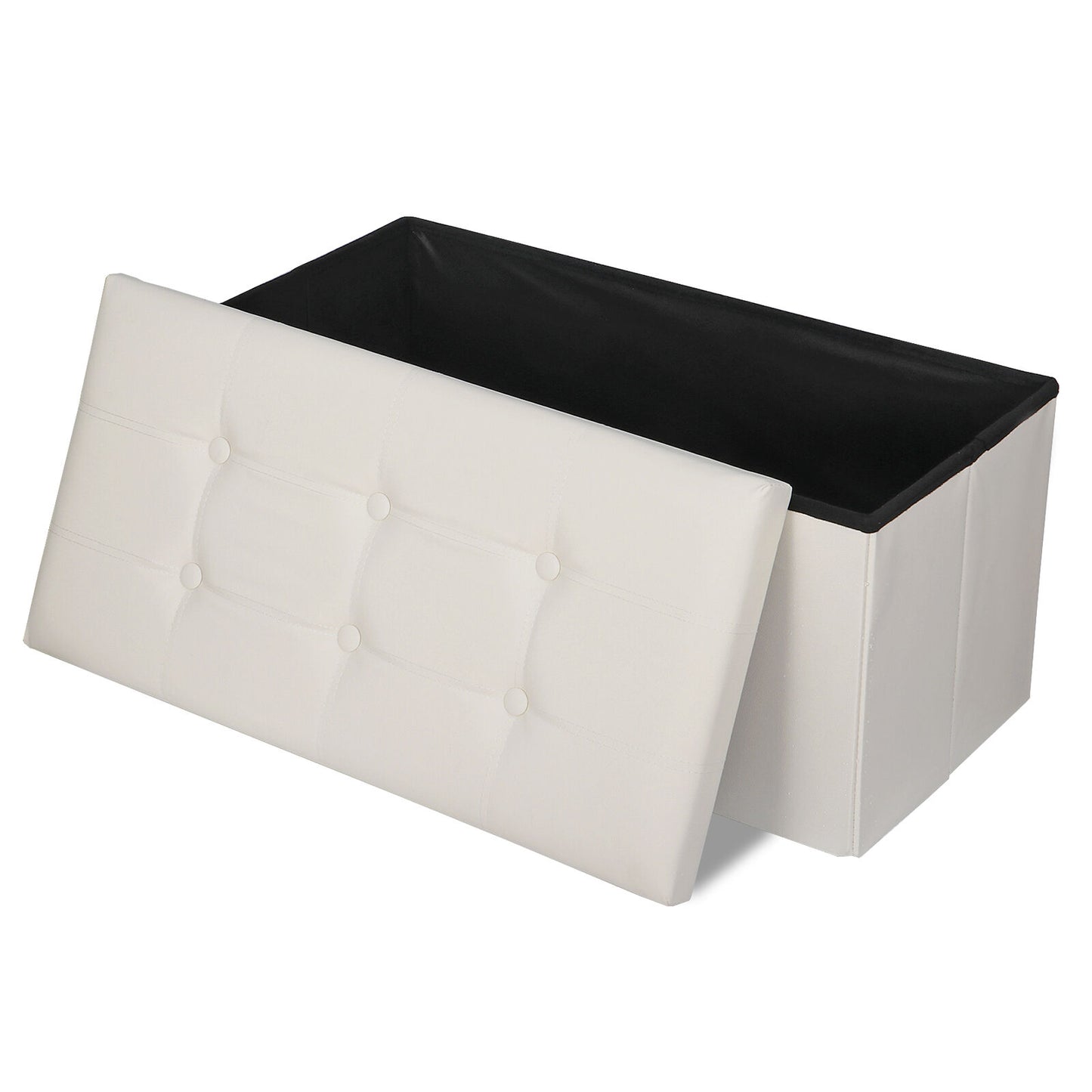 30" Folding Storage Ottoman 80L Storage Bench for Bedroom and Hallway Beige
