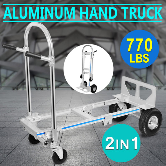 2in1 Aluminum Folding Hand Truck Heavy Duty Convertible Dolly Platform Cart