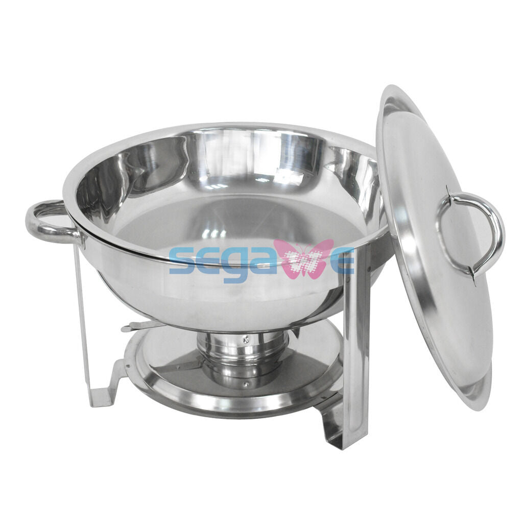 Cook and Home Round Chafing Dish Chafer with Lid 5-QT, 5 quart Stainless Steel