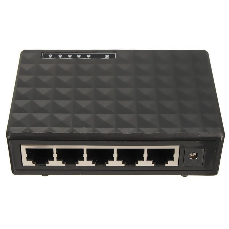 New RJ45 MINI 5-Ports Fast Ethernet Network Black Switch Hub for Desktop PC