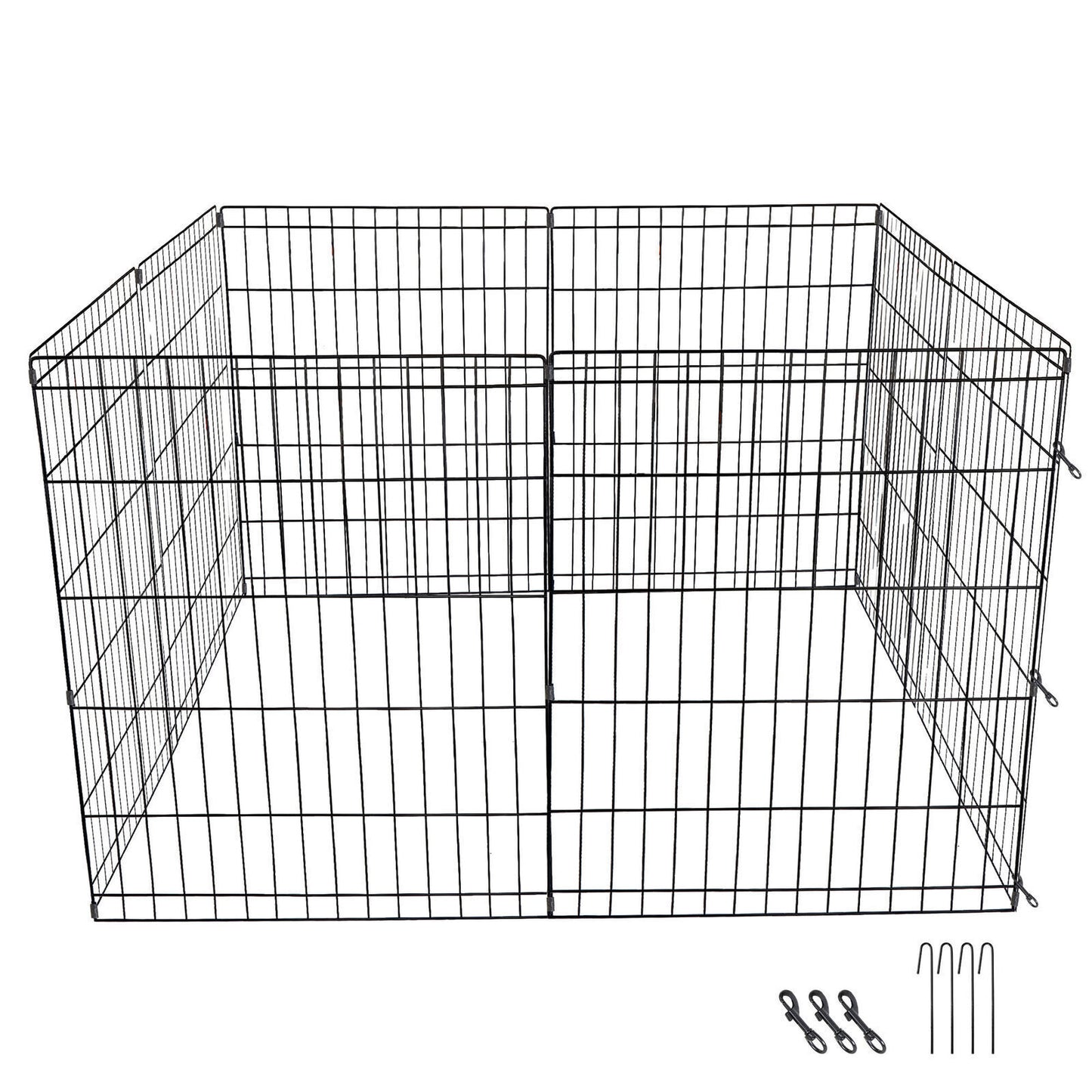 30" Metal Dog Cat Fence Exercise Playpen Kennel 8 Panel Safe For Pet 2PCS