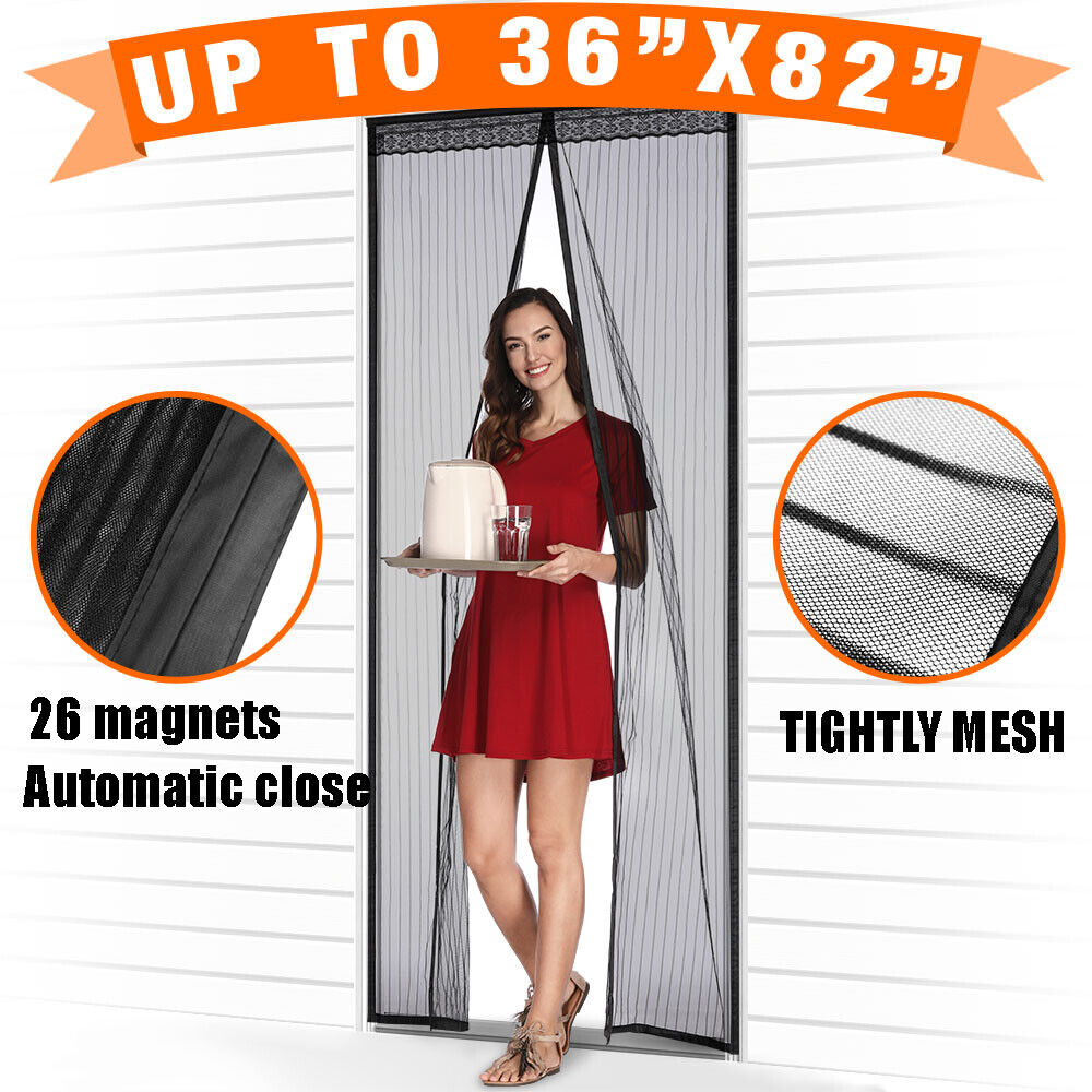 Magnetic Screen Door with Heavy Duty Strong Magnets and Mesh Curtain Transparent