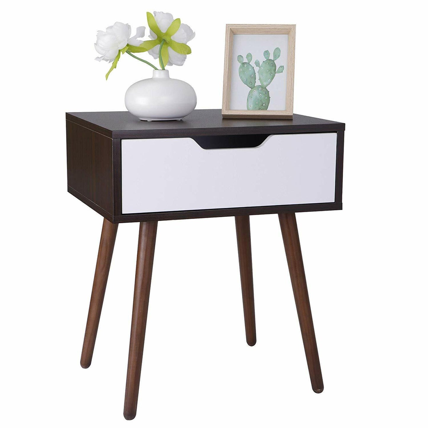 Wooden Side End Table with Drawer with Sliding Drawer and Smiley Handle Bedroom