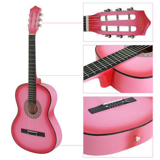 38 Inches Dreadnought Acoustic Guitar Pink Beginner Starter Student Guitar