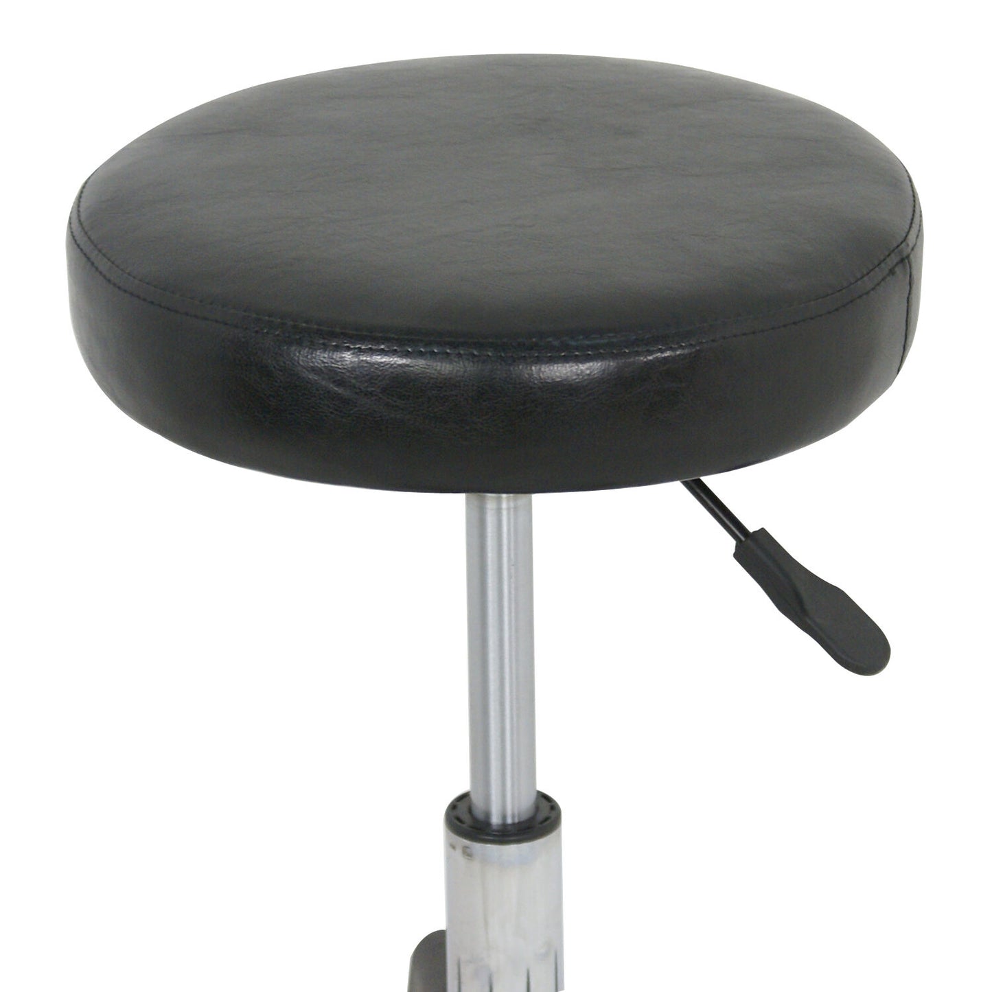 Set of 2 Black Leather Swivel Round Adjustable Barstools Chairs Counter Stools