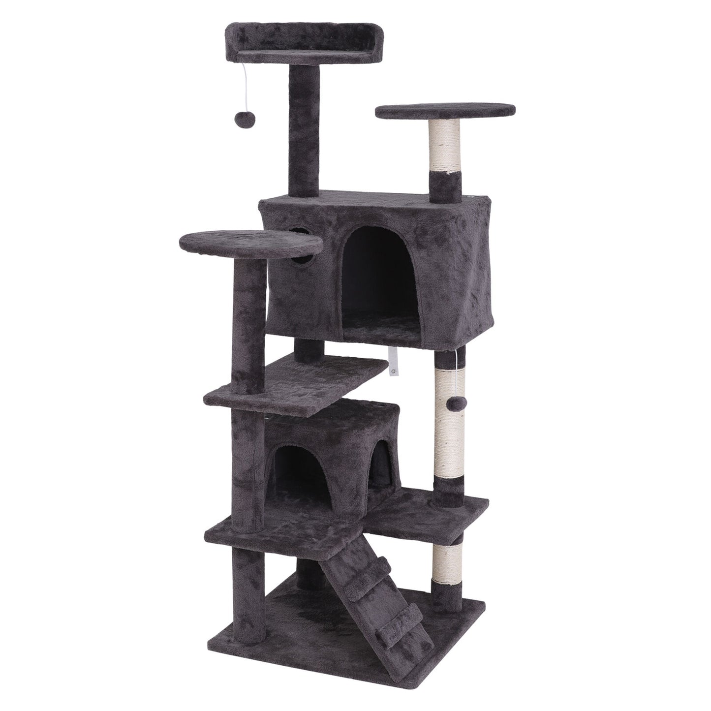 53" Cat Tree Activity Tower Pet Kitty Furniture with Scratching Posts  Ladders
