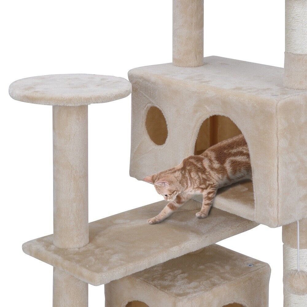 Multi-level 52" Cat Tree Tower for Multiple Cats W/Sisal Posts, Scratching Board