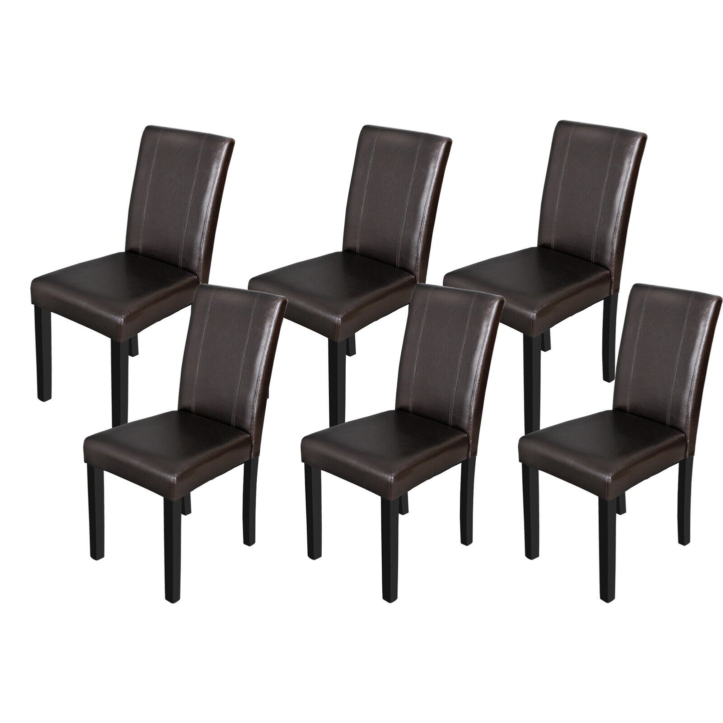 Dining Parson Room Chairs Kitchen Formal Elegant Leather Design 6 Set Brown