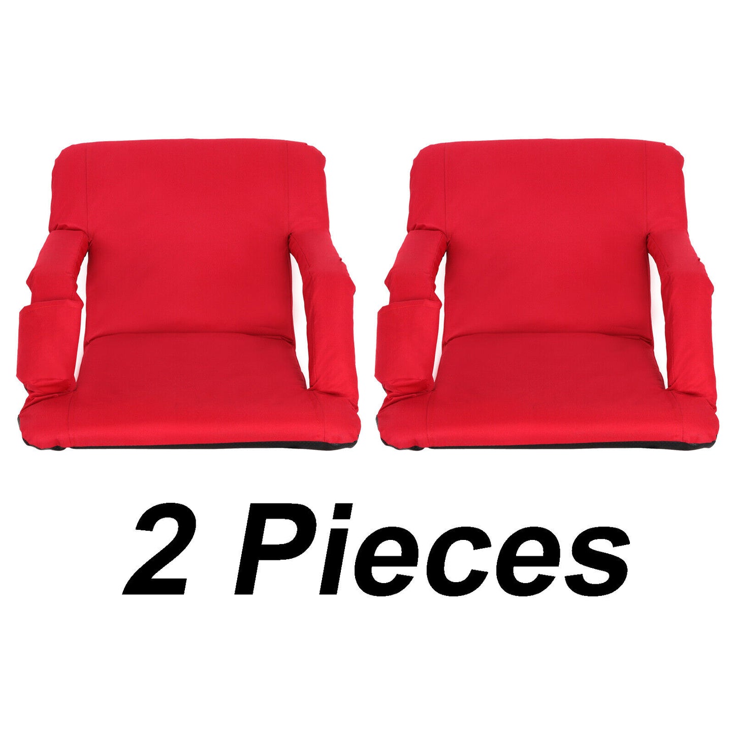 2 Pieces Wide Stadium Seats Chairs for Bleachers Benches - 5 Reclining Positions