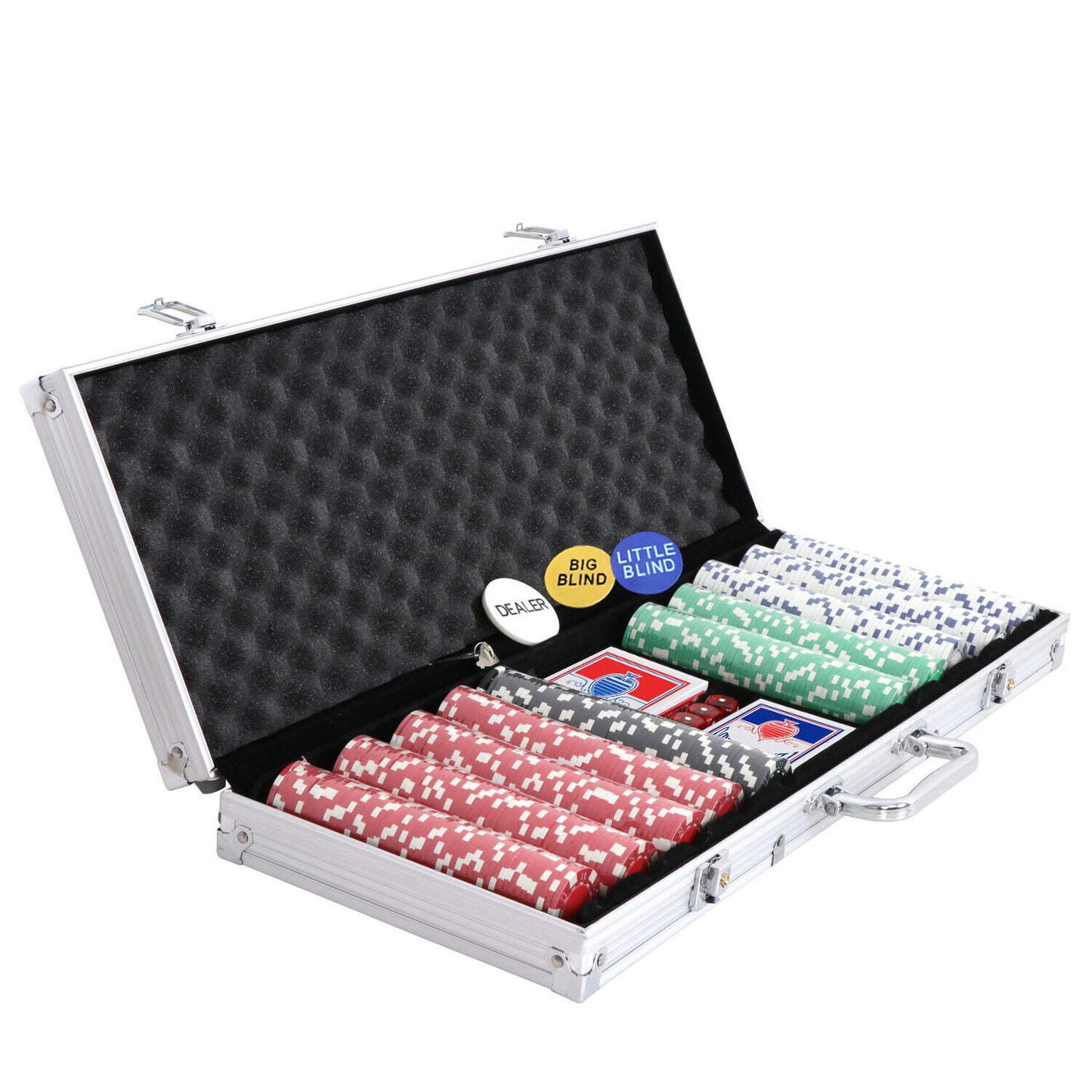 500 Poker Chips Poker Chip Set 2 Card 11.5 Gram Holdem Card Game W/Aluminum Case