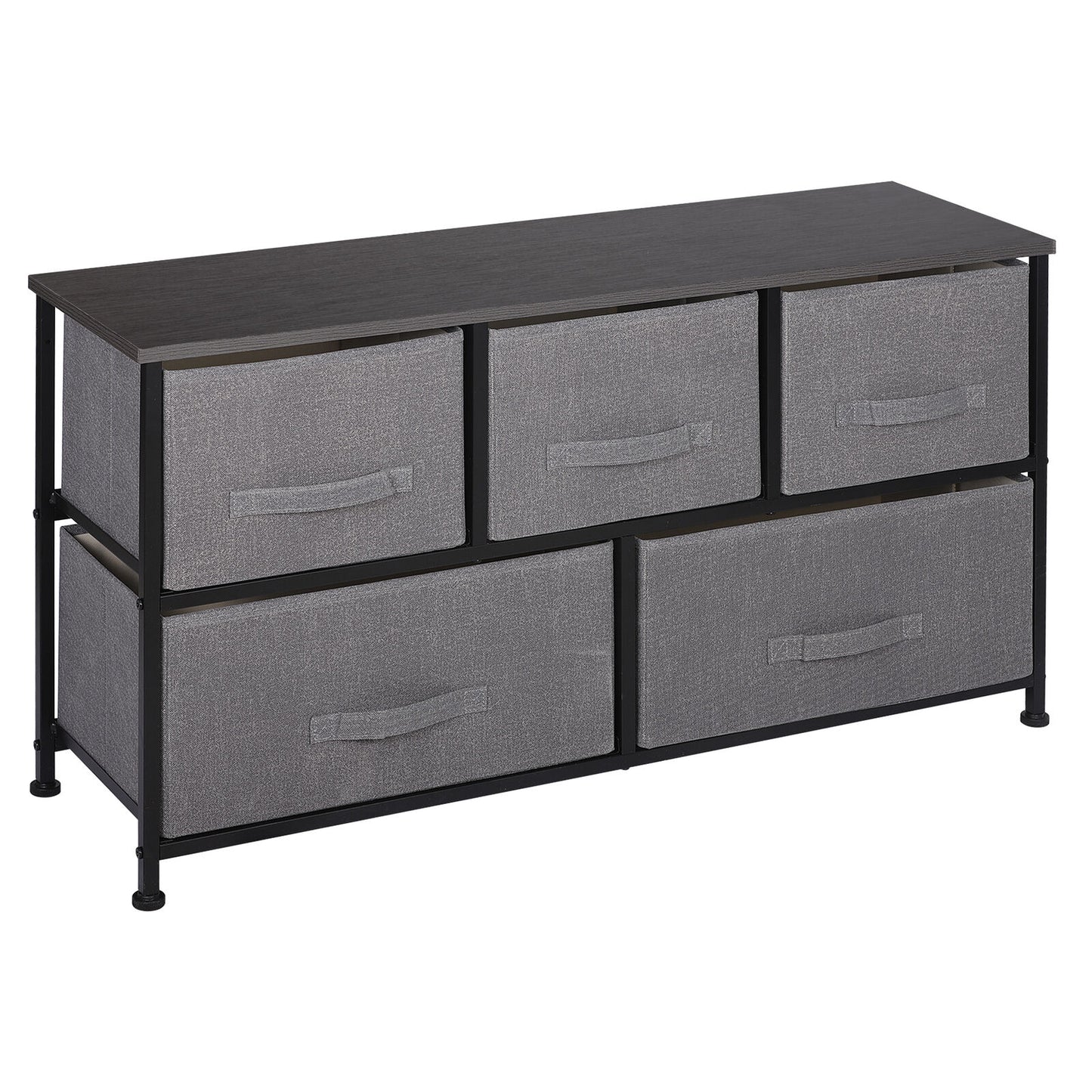 38.7 Wide 5 Drawers Storage Cabinet Grey Vertical Dresser Storage Tower Grey