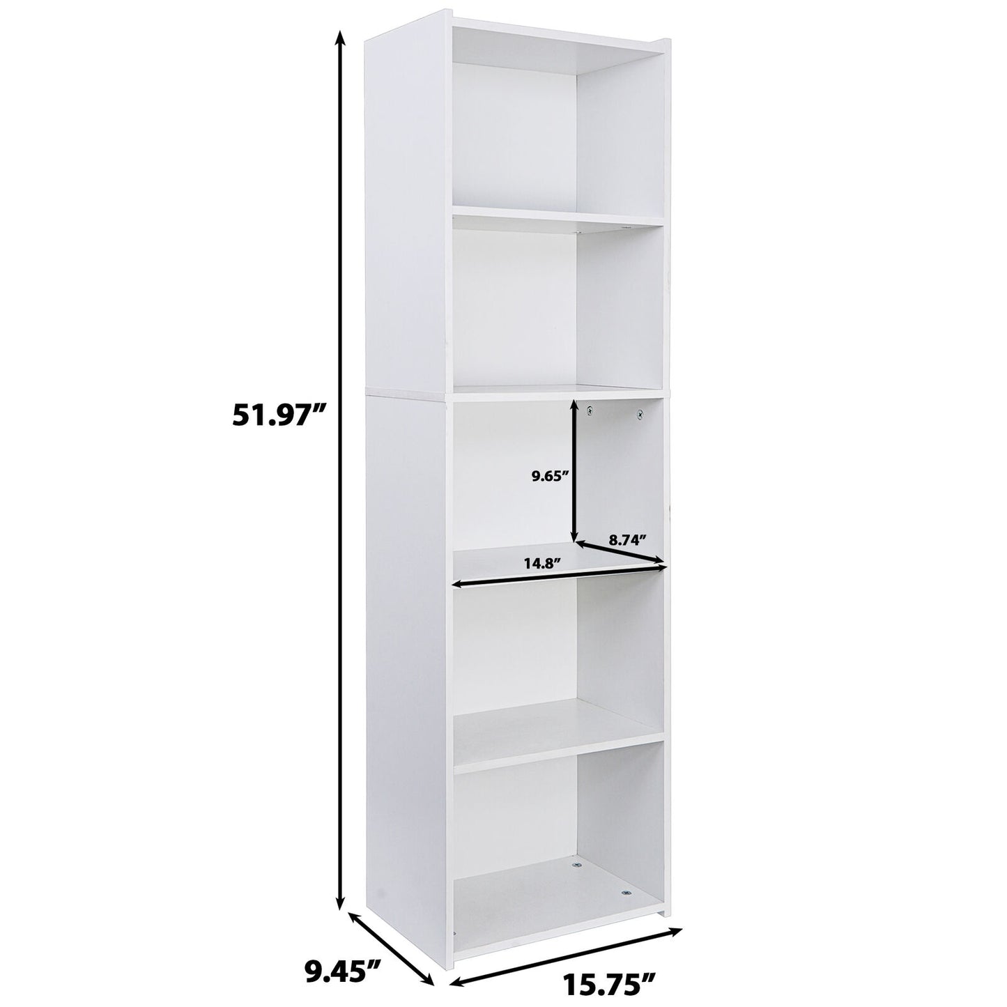 5 Tier Bookcase Bookshelf Storage Wall Shelf Organizer Unit Display Stand Home