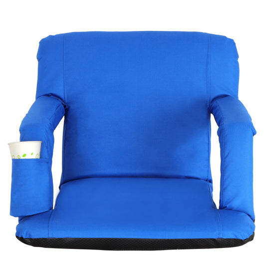 Easy Carry Stadium Seats Chairs Blue Bleachers Benches W/ Padded Cushion Backs