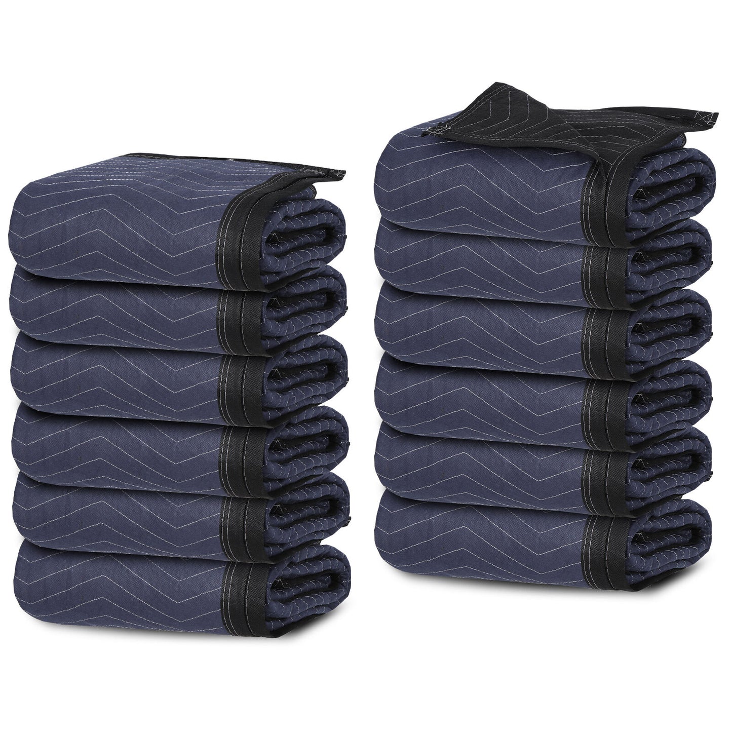 80"x72" Furniture 24 Moving Blankets Protective Shipping Packing Pads Blue/Black