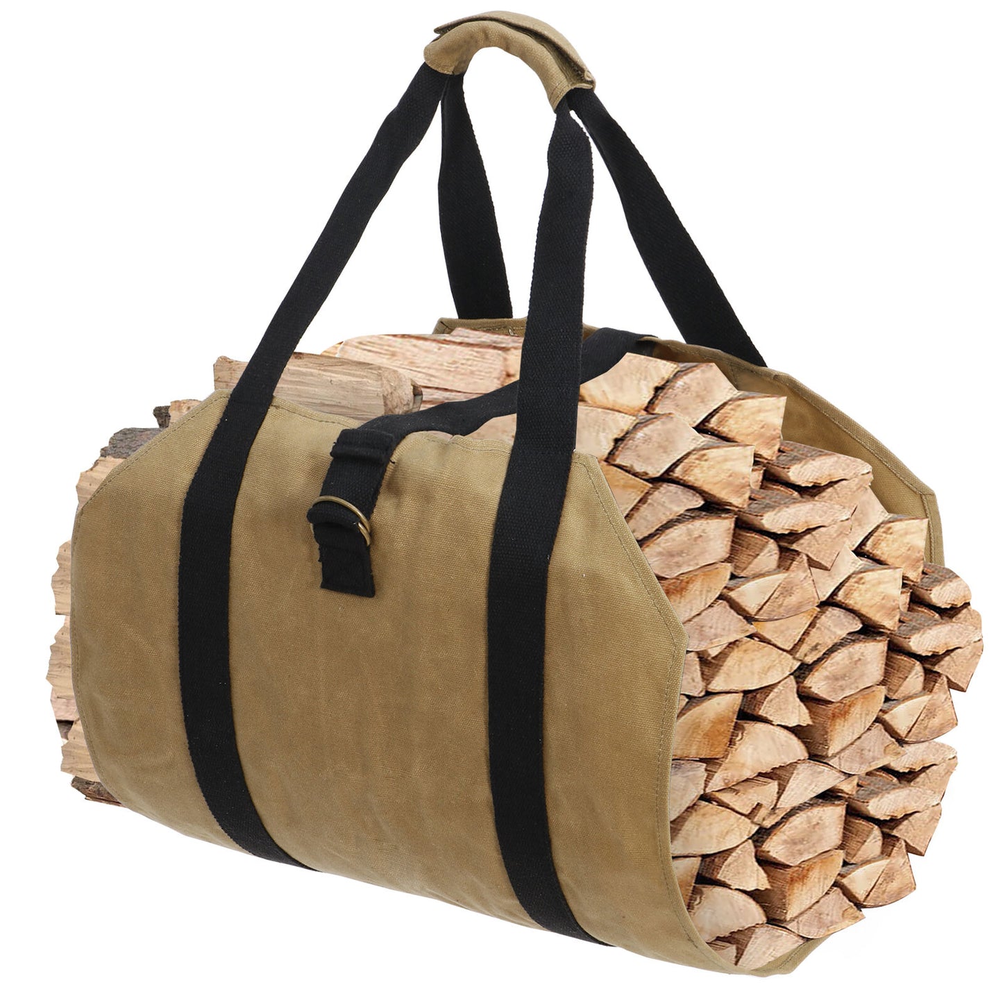 Firewood Bag Wax Canvas Camp Logging Wood Fireplace with with Security Strap