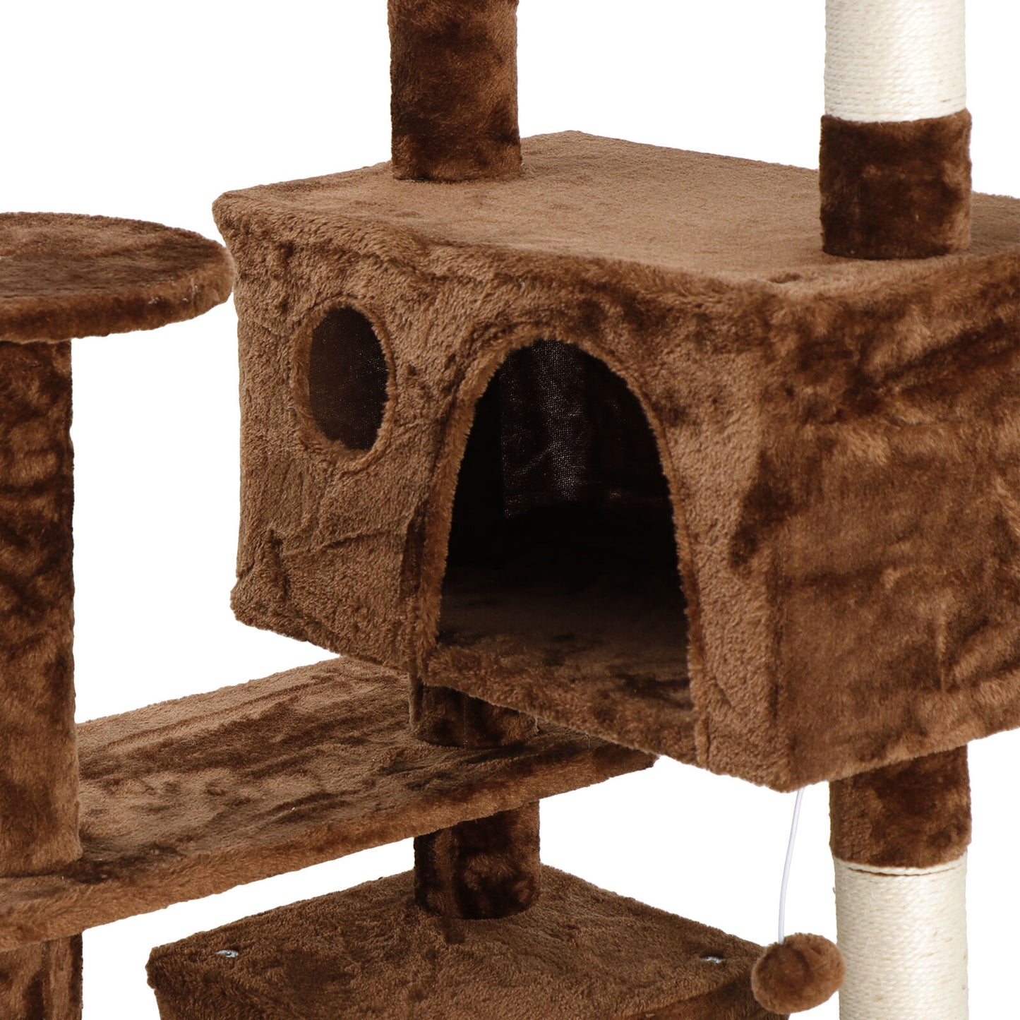 53" Brown Sturdy Cat Tree Tower Activity Center Playing House Condo For Rest