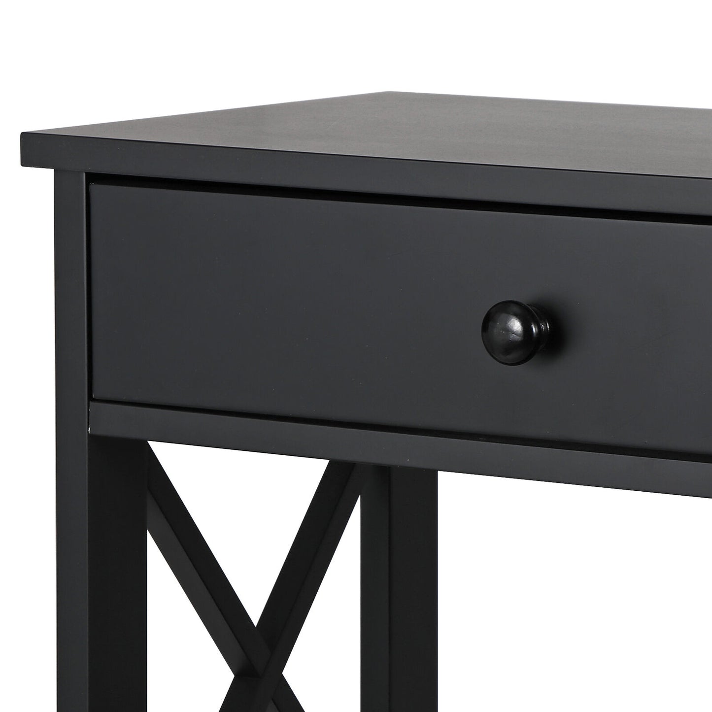 Three Tires X Shaped Multipurpose Entryway Console Table with One Drawer Black