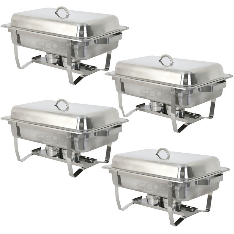 4 Pack 8 Quart Stainless Steel Chafing Dish Buffet Set W/ Pan,Fuel Holder Silver