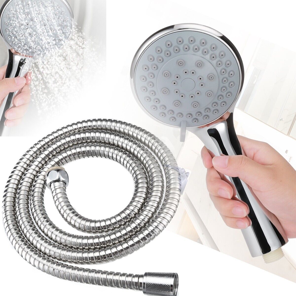 High Pressure Shower Head 5 Settings Handheld Shower heads Spray With 5 FT Hose