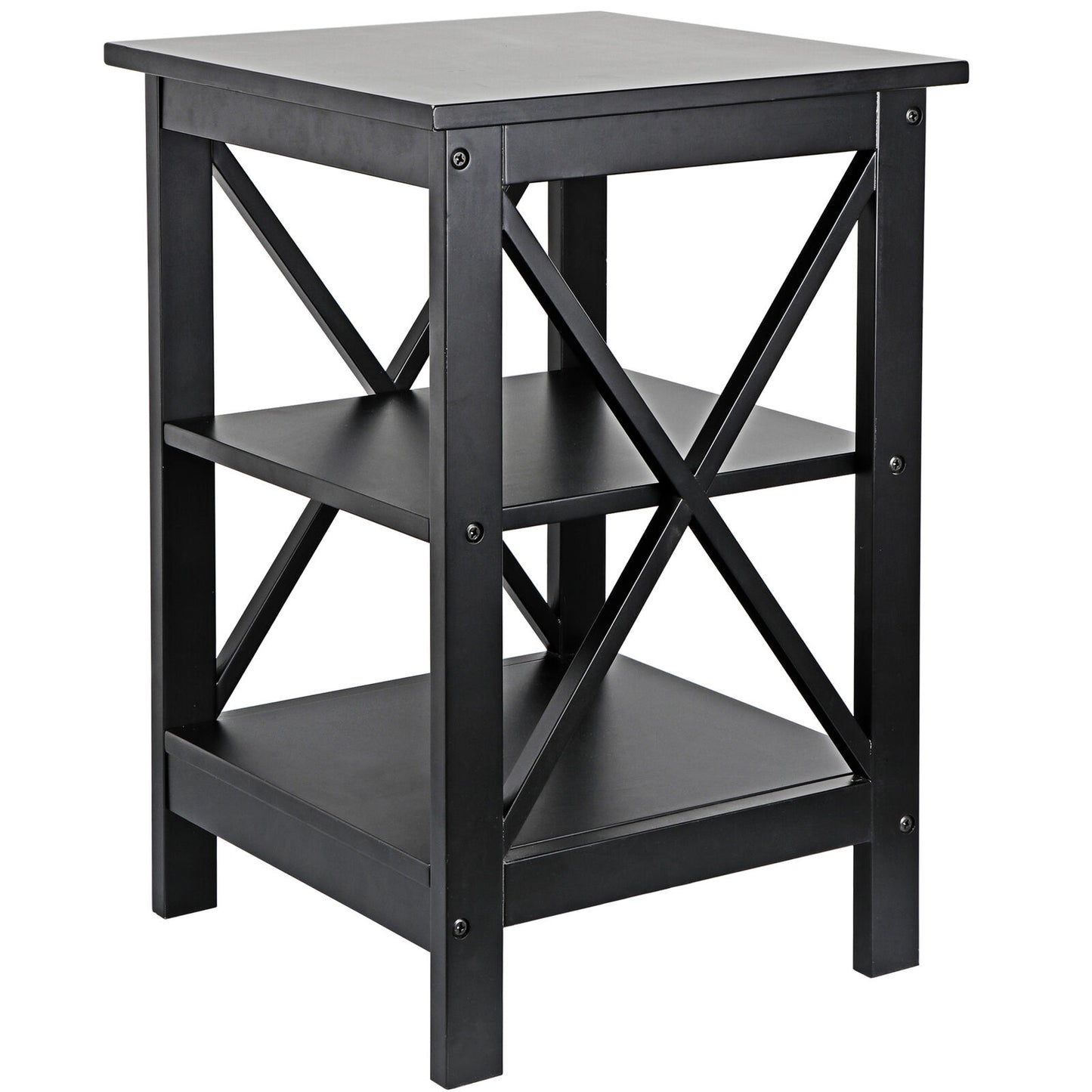 3-Tier End Table w/ Storage Shelves Versatile X-Design Sofa Side Table Furniture