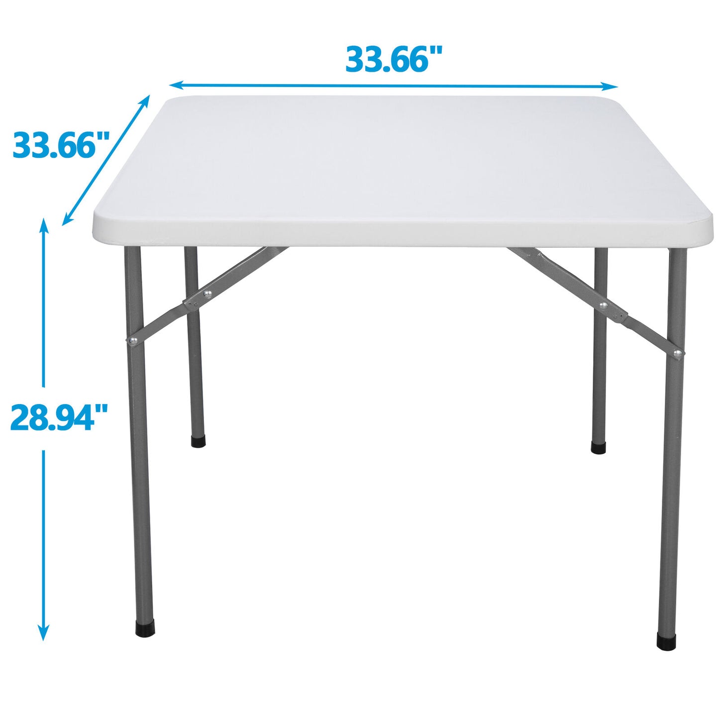 3ft Square Folding Card Table Portable Plastic Camping Picnic Utility Table Whit