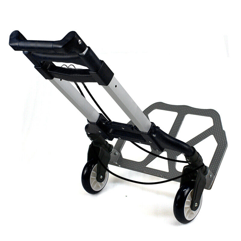 Compact Folding Aluminium Hand Truck Luggage Cart Trolley W/Wheels Bungee Cord