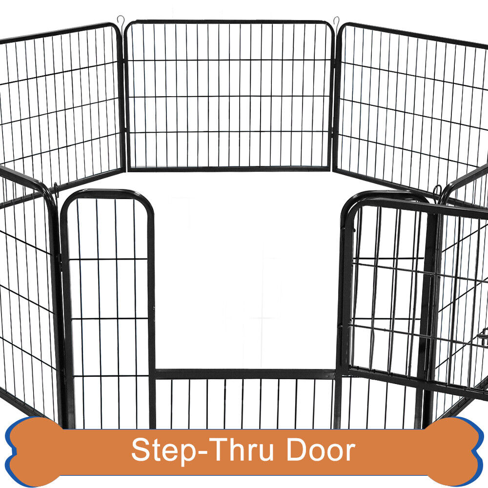 24" Heavy Duty Metal Dog Cat Exercise Fence Playpen Kennel 16 Panel Safe For Pet