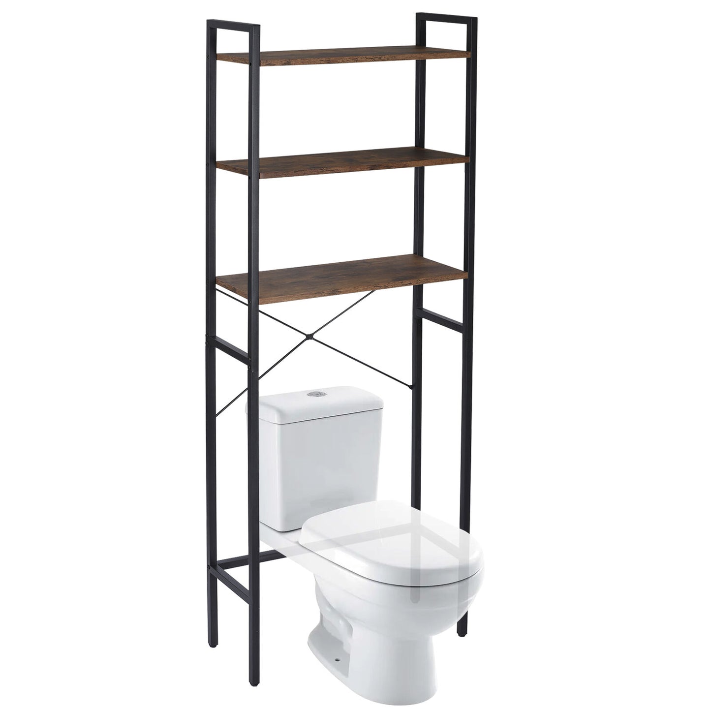 Over The Toilet Storage 3-Tier Industrial Over Toilet Bathroom Organizer Brown