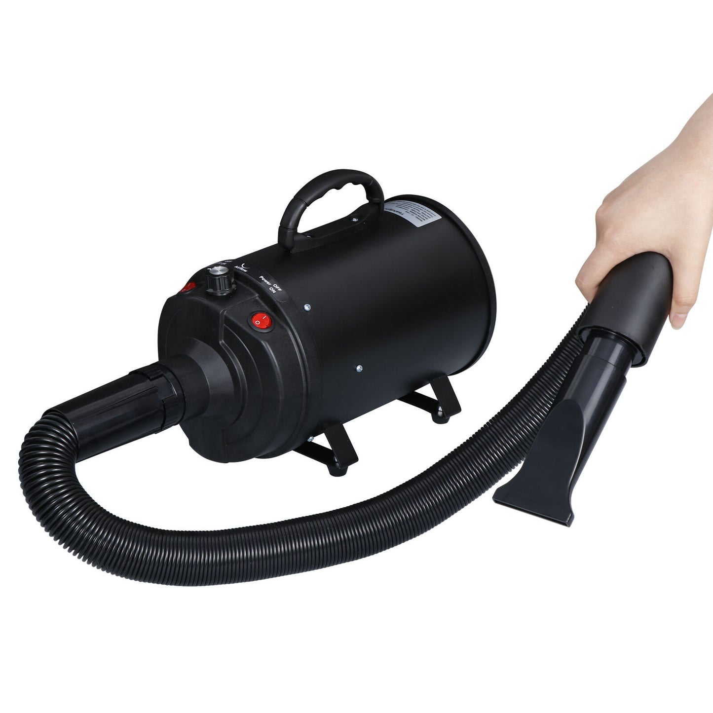 Portable Pet Hair Dryer Quick Blower Heater w/ 3 Nozzles Dog Cat Grooming Black