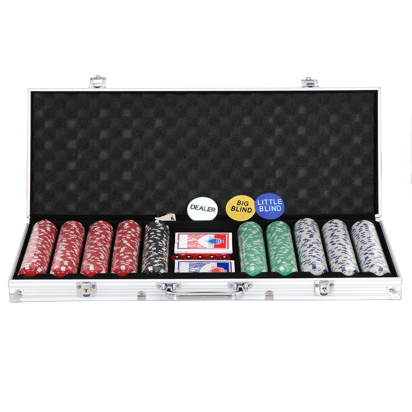 500 Poker Chips Poker Chip Set 2 Card 11.5 Gram Holdem Card Game W/Aluminum Case