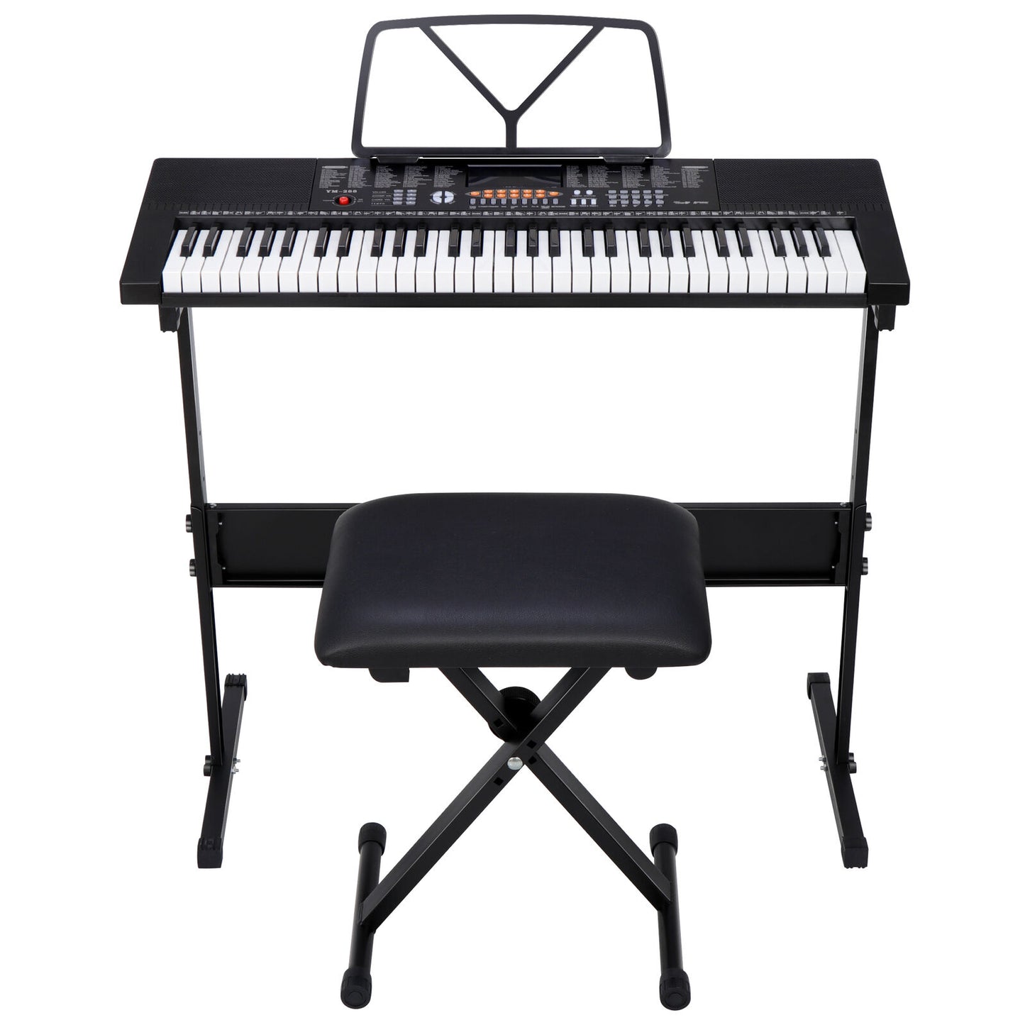 61 Key Portable Electronic Keyboard Piano with Stand Stool Headphones Microphone