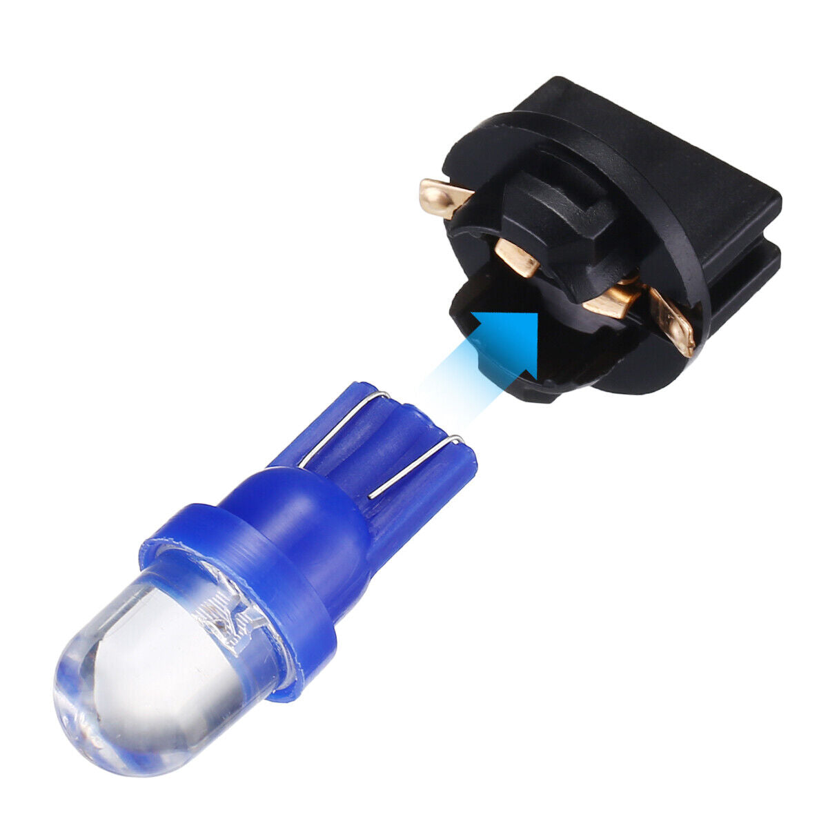 10x Blue T10 168 194 LED Bulbs Instrument Gauge Cluster Dash Light W/ Sockets