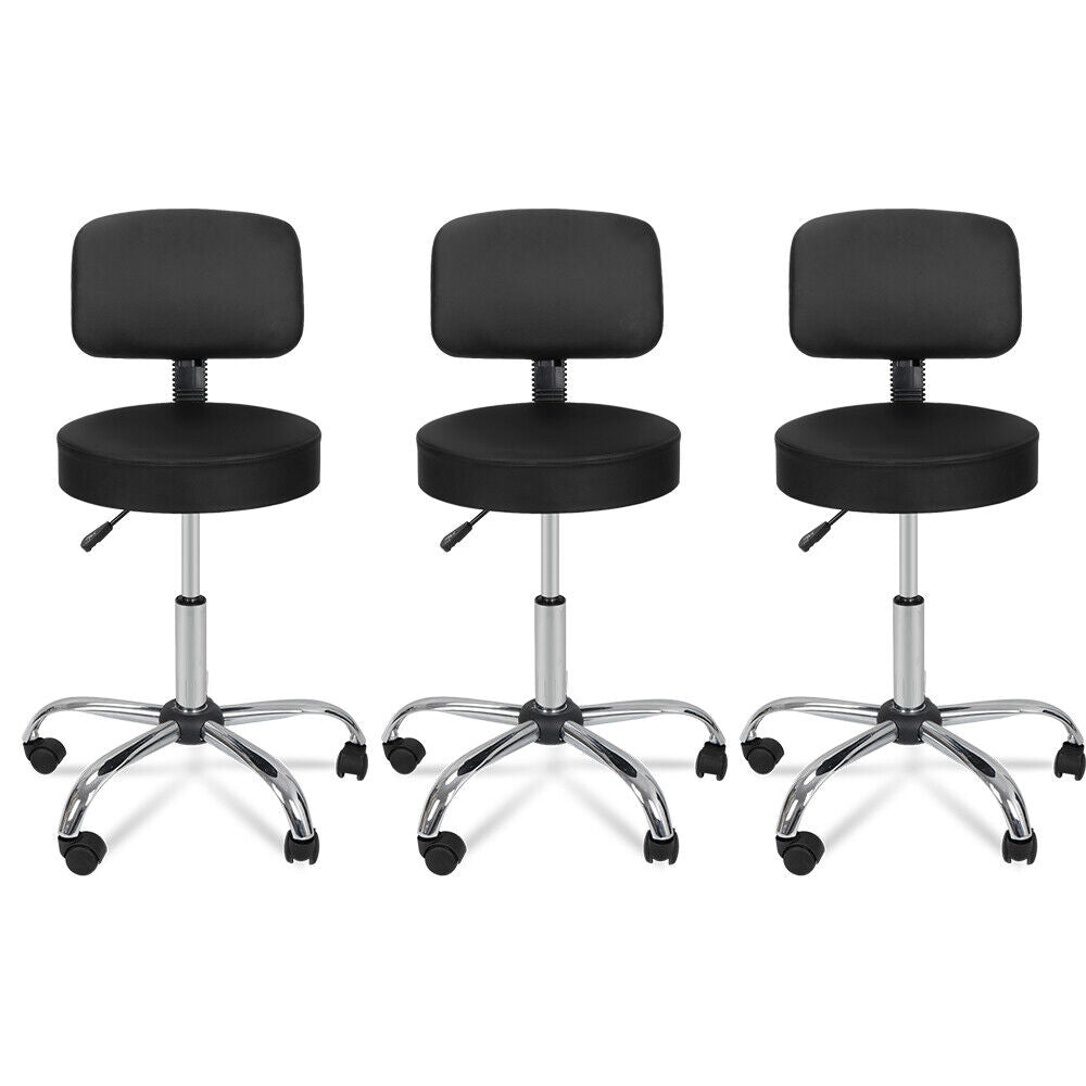 3X Designed Adjustable Salon Stool w/Backrest Beauty Salon Swivel Massage Chair