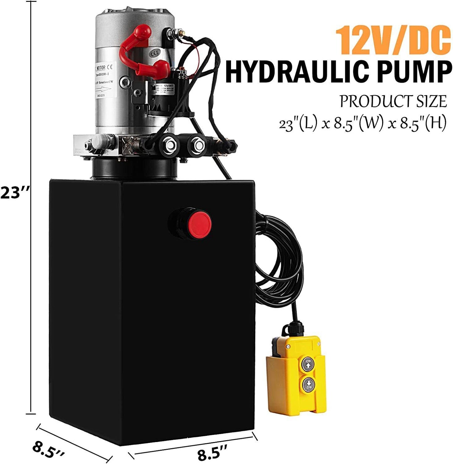 15 Quart Double-Acting Electric Hydraulic Pump DC 12V Power Unit Dump Trailer