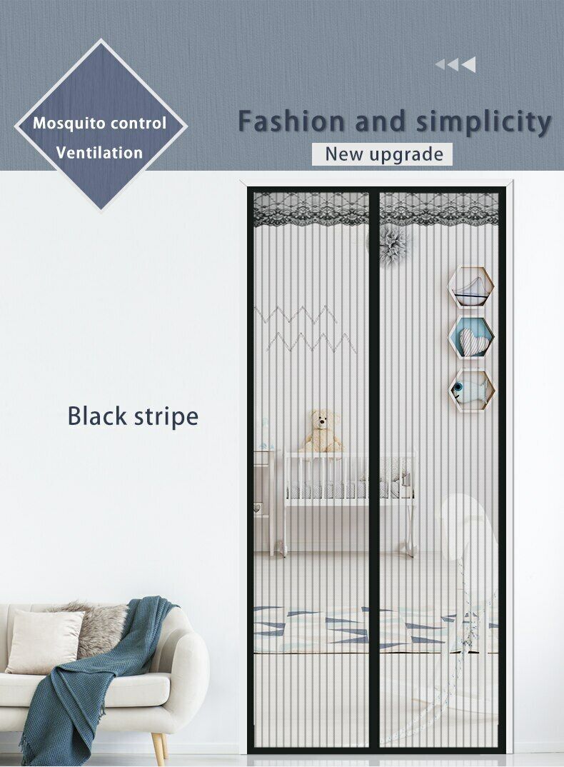 Magnetic Screen Door Heavy Duty Hands-Free Mosquito Mesh Anti Bugs Fly Curtain