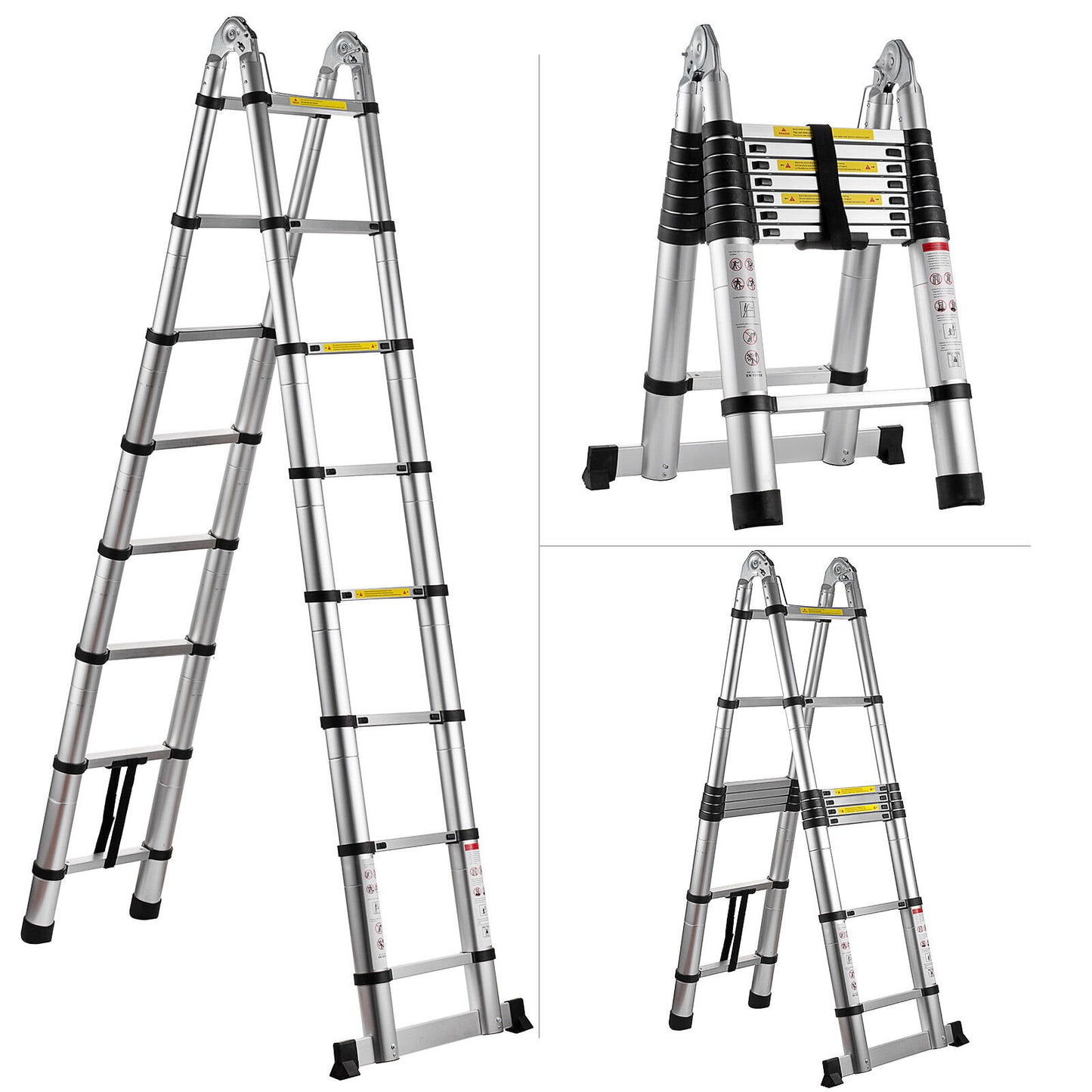 16.5FT Aluminum Telescopic Ladder Multi-Purpose Folding Extension 330LBS Load