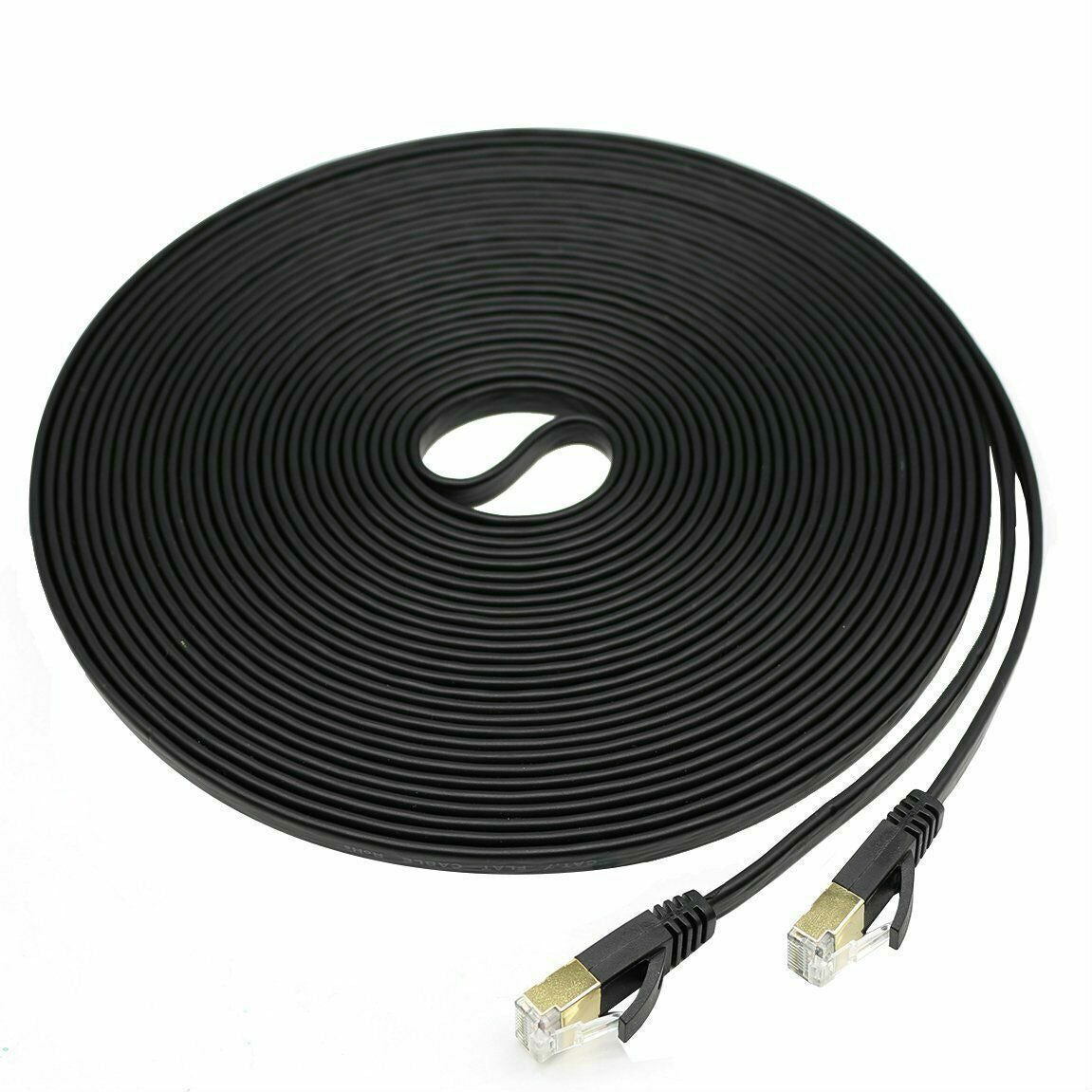 50FT CAT7 CAT 7 Flat Ethernet Cable LAN RJ45 Internet Router Patch Cord 50 Feet